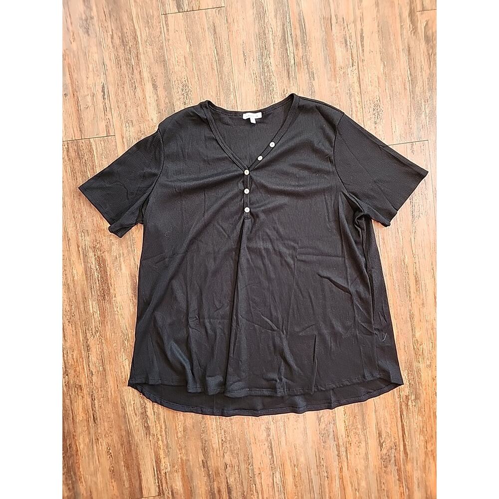 White Birch Black Short sleeve Henley Top Womens Size 3 X